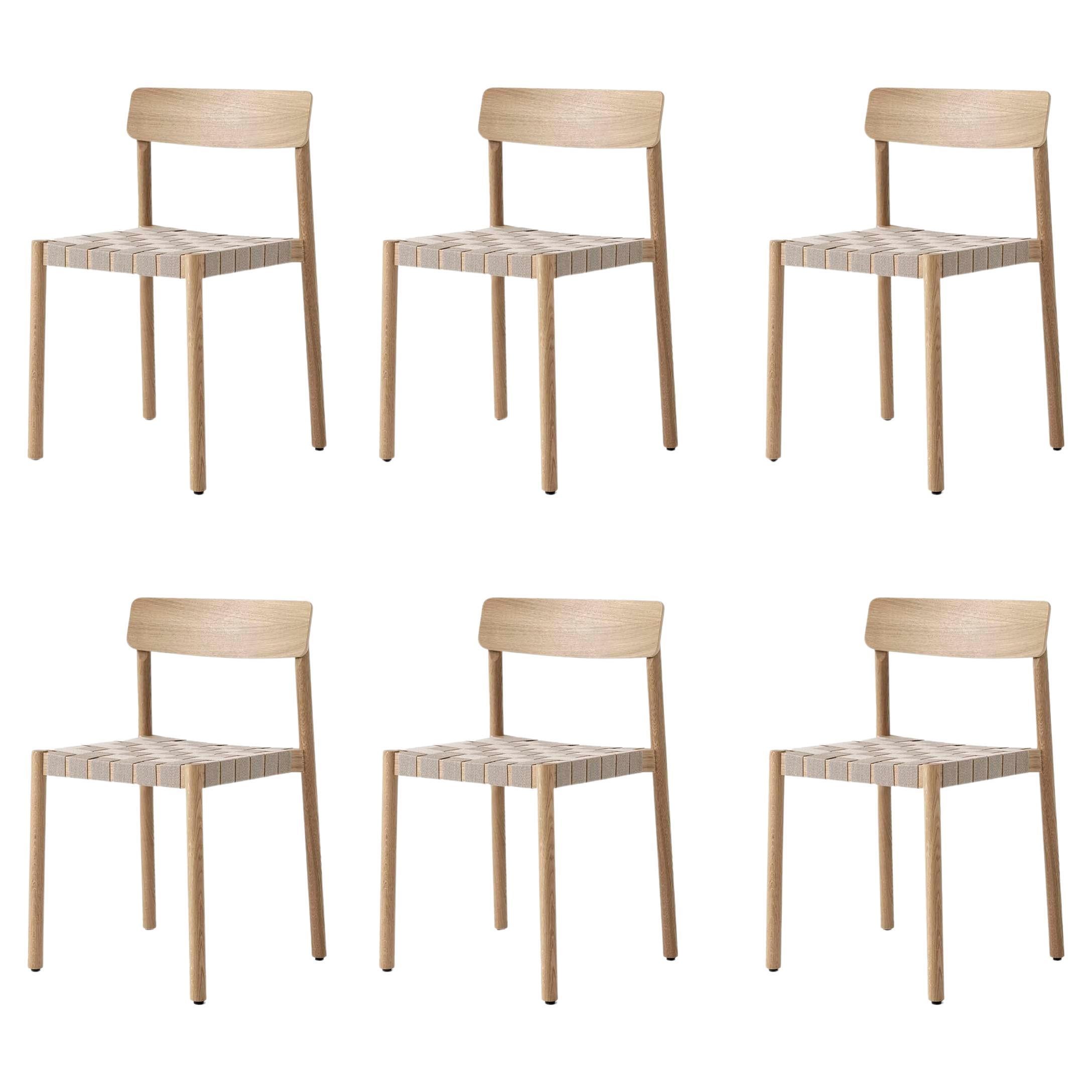 Set of 6TK1 Betty Chairs, L Oak/Natural Webbing by Thau & Kallio for &Tradition