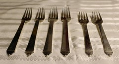 Set of 6x Georg Jensen Sterling Silver Forks Pyramid Set