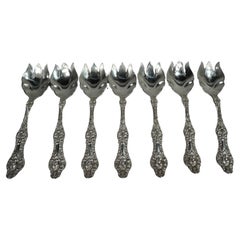 Set of 7 Alvin Orange Blossom Sterling Silver Ice Cream Forks