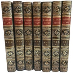 Set of 7 Antique All Leather Volumes of Darblay's Diary