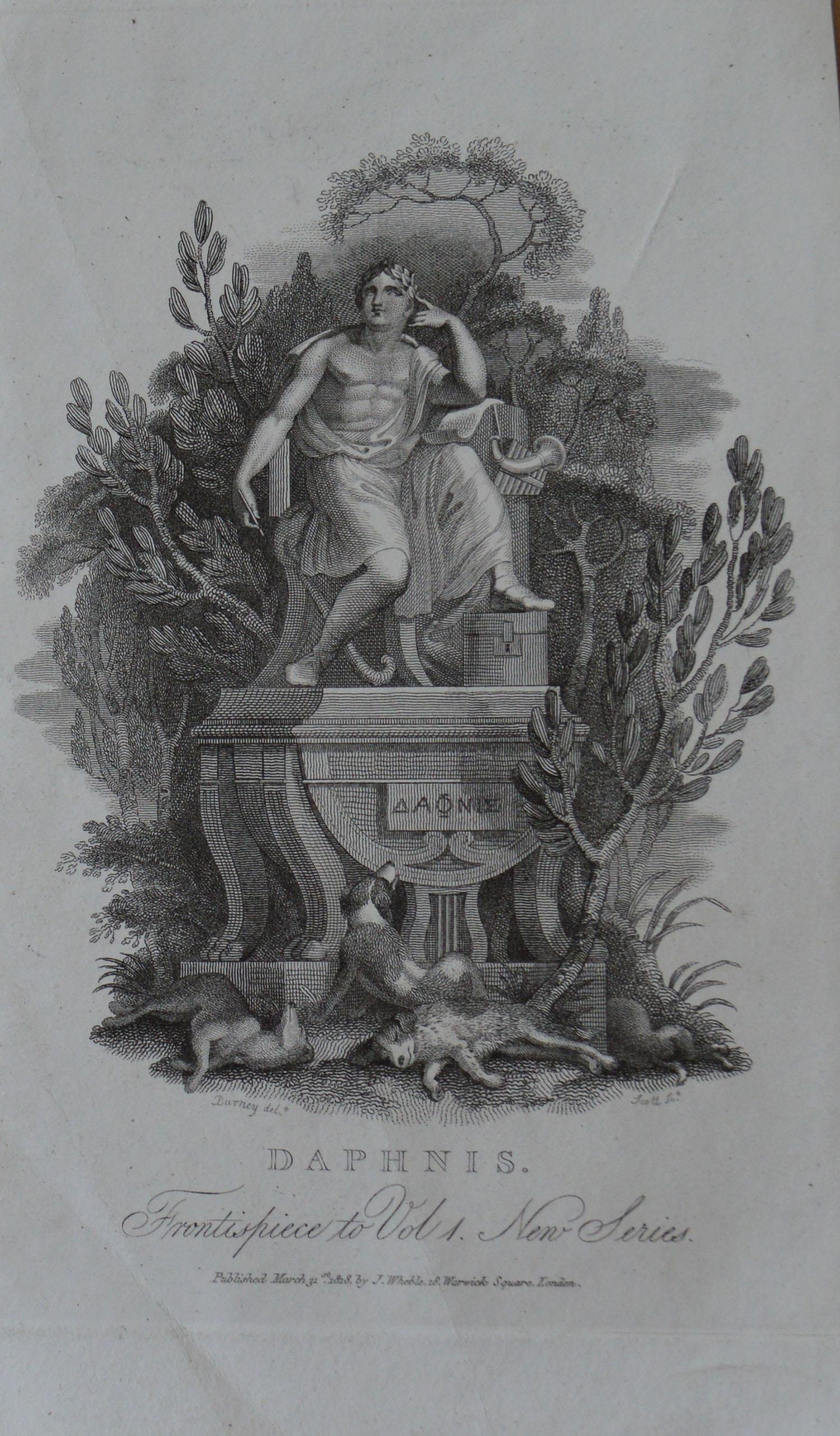 English Set of 7 Antique Allegorical Prints, Greek and Roman Mythology, circa 1820