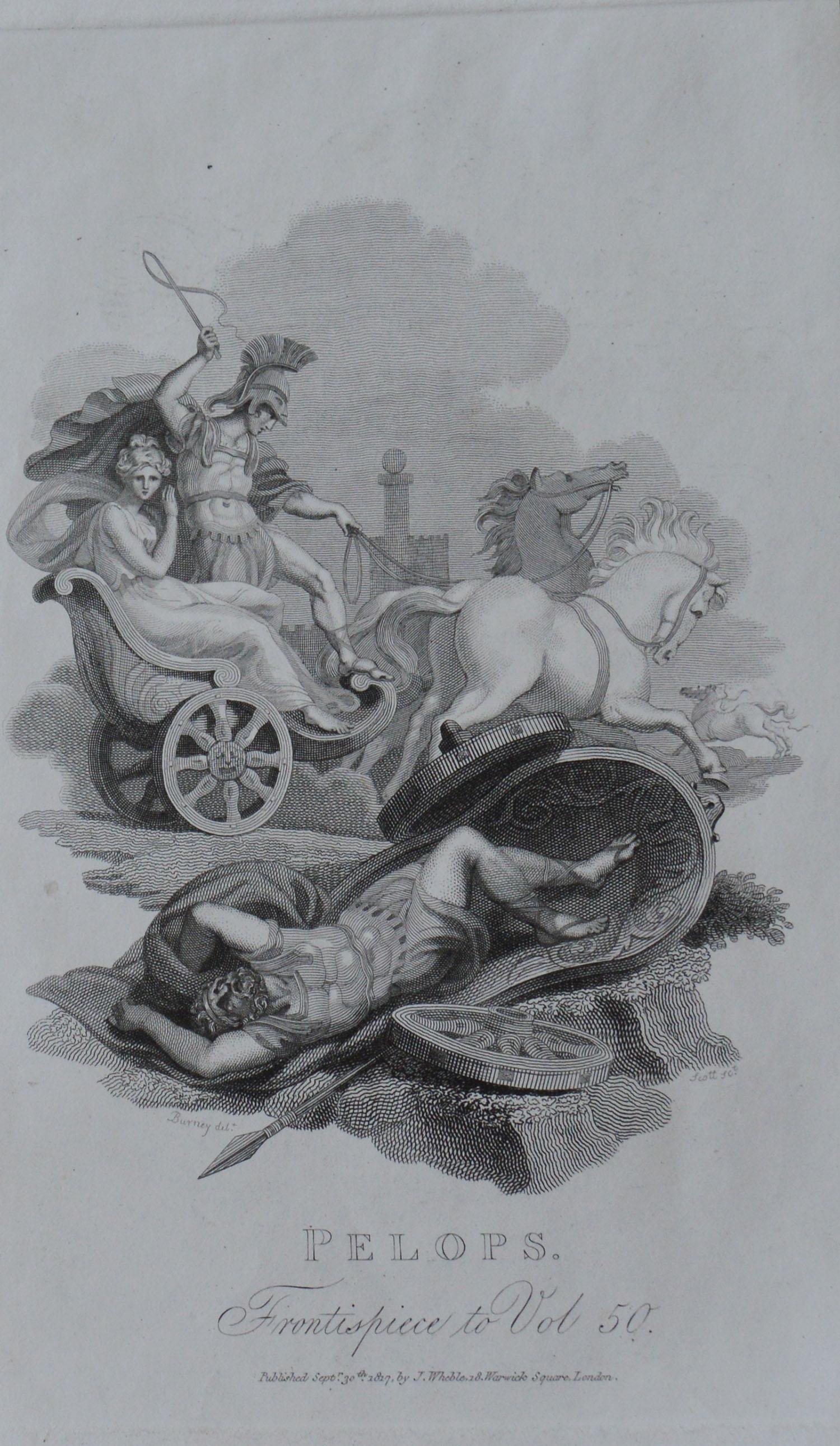 Early 19th Century Set of 7 Antique Allegorical Prints, Greek and Roman Mythology, circa 1820