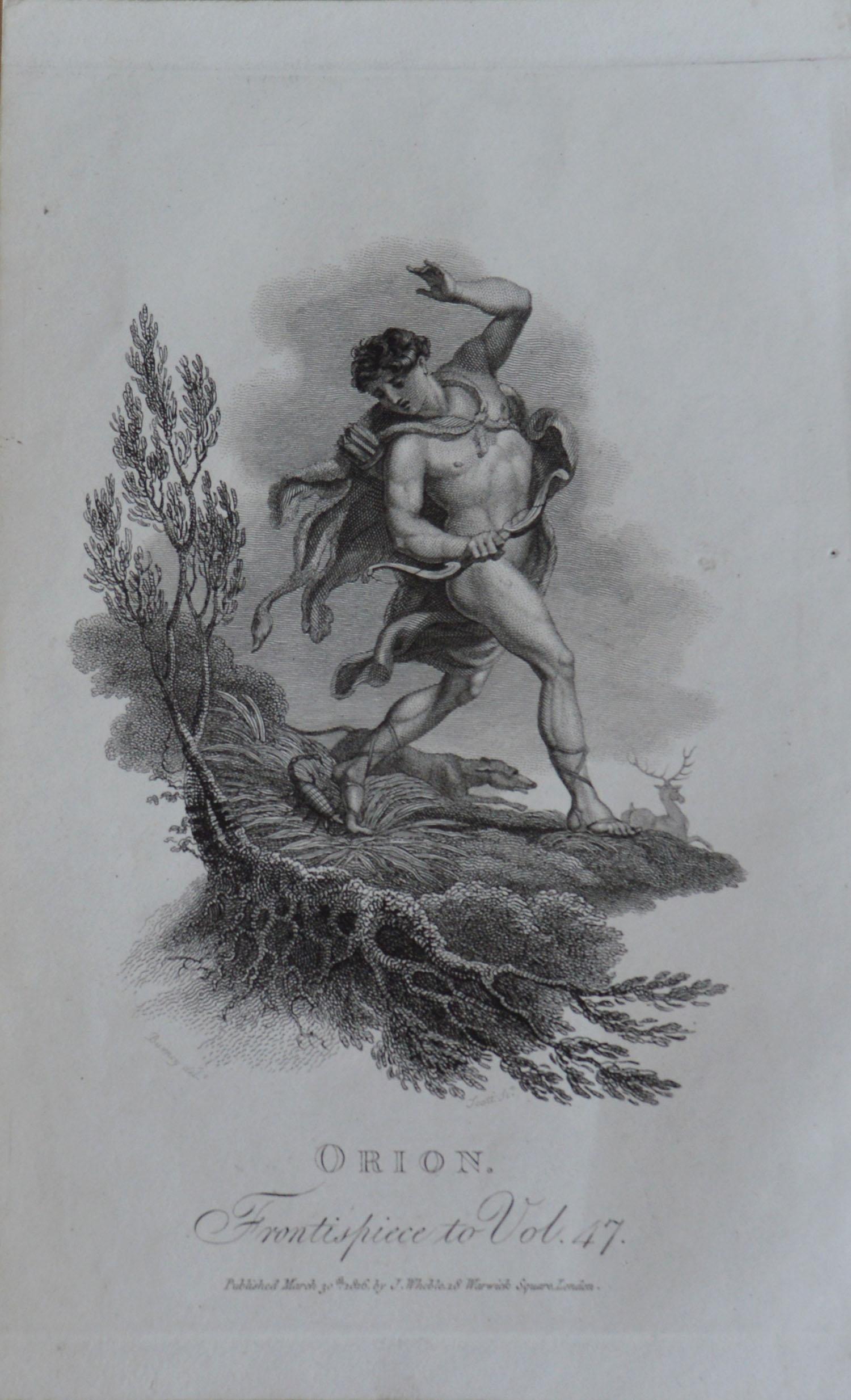 Paper Set of 7 Antique Allegorical Prints, Greek and Roman Mythology, circa 1820
