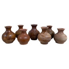 Set of 7 Antique Chinese small Brown Terracotta Vases
