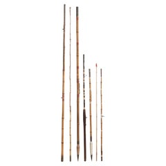 Set of 7 Used Fishing Rods and Parts, circa 1900