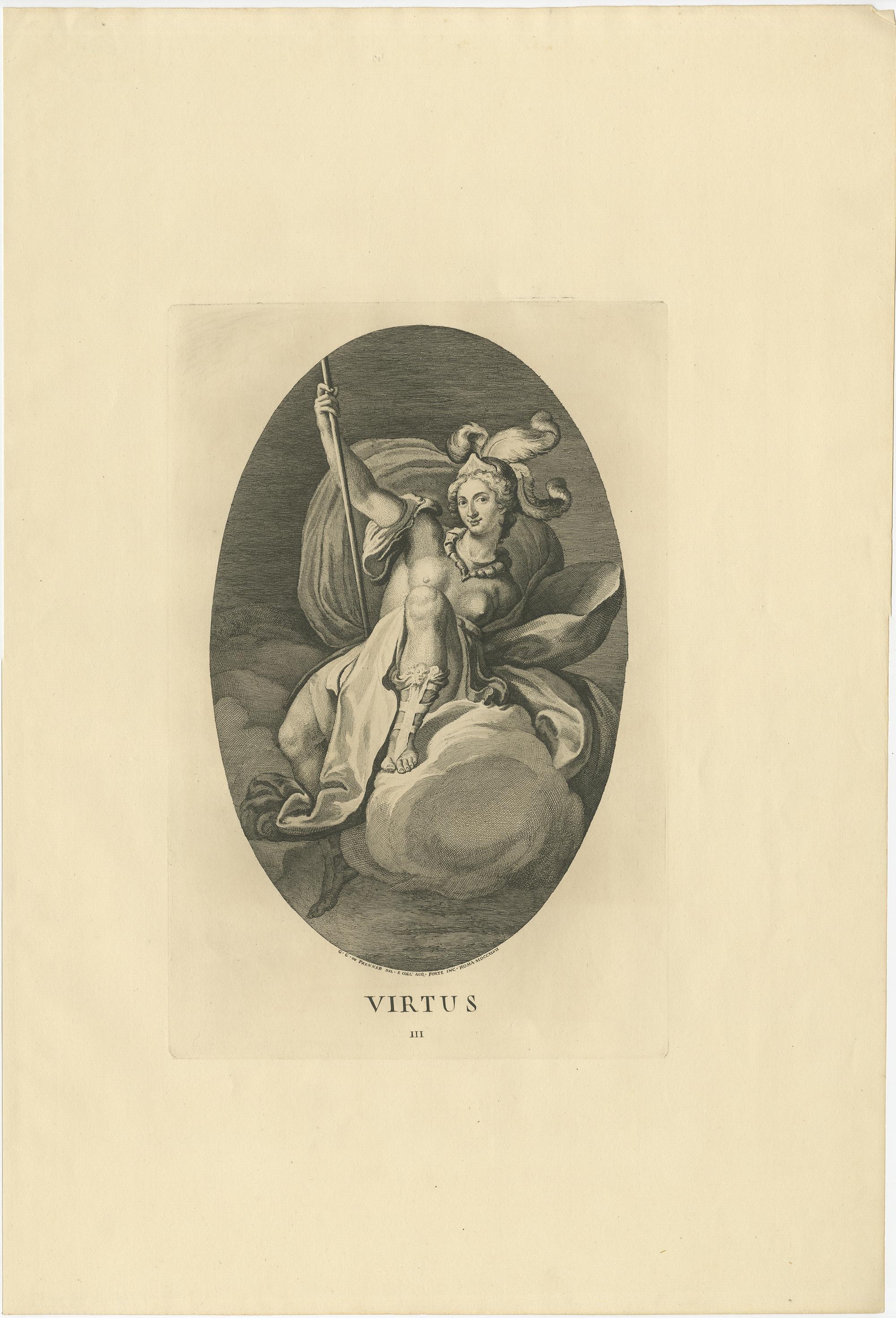 Set of 7 Antique Prints of Various Personifications by Von Prenner, '1748' For Sale 2