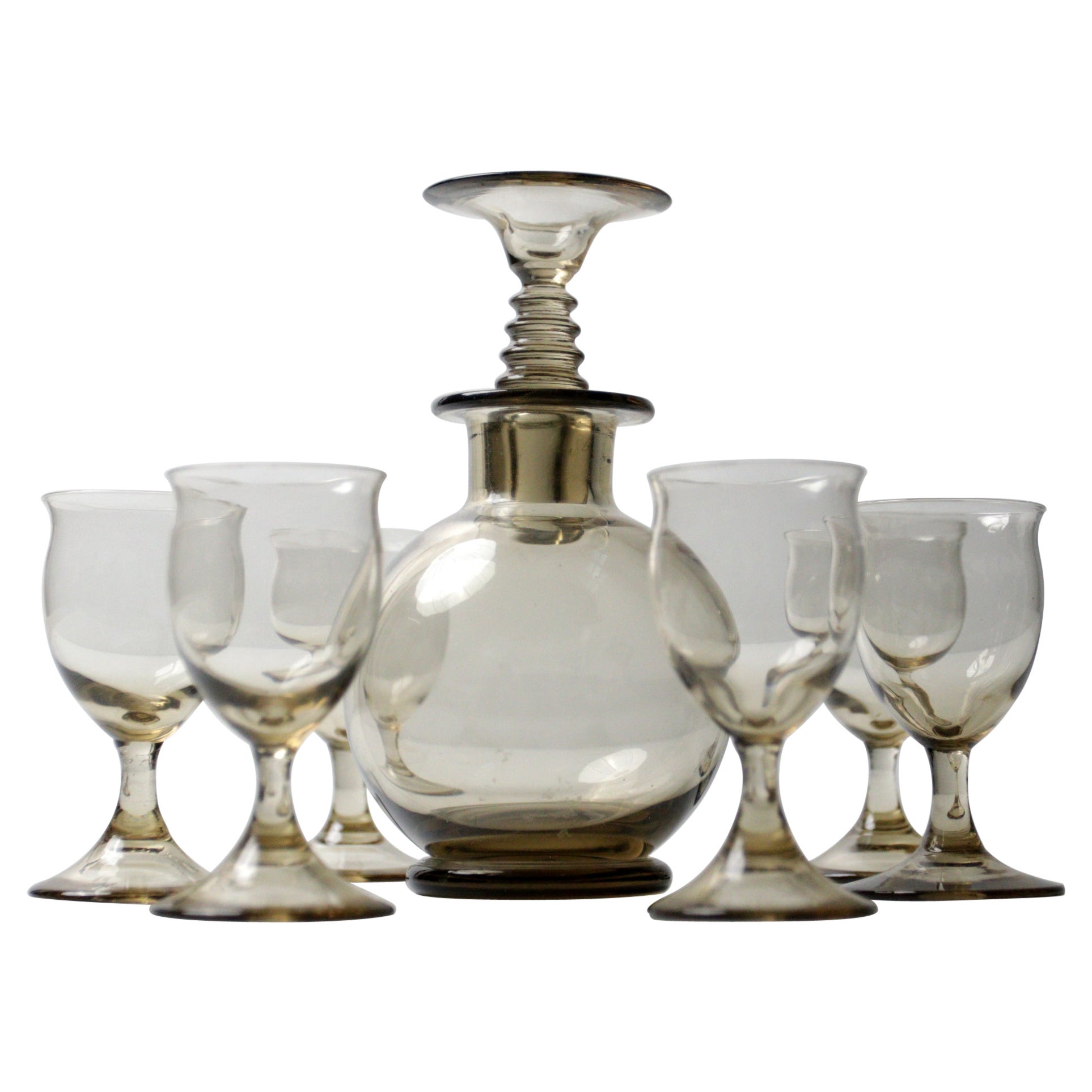 Art Dco - 7  Raditie  W.J. Carafe Rozendaal 1932-''33 et 6 verres