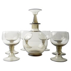 Set of 7 Art Deco "Traditie"  W.J. Rozendaal 1932-'33 Decanter and 6 Glasses