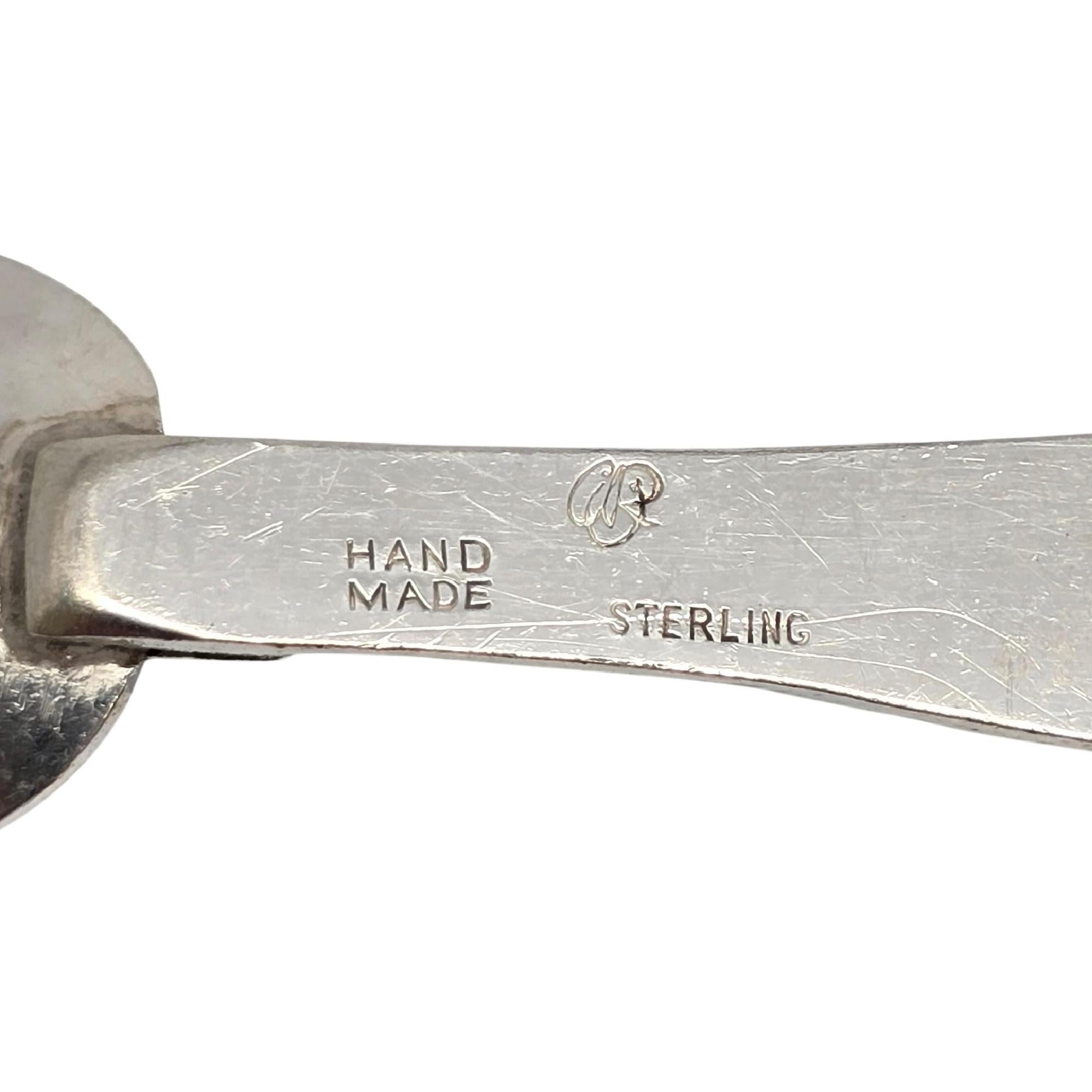 Set von 7 kleinen Löffeln aus Sterlingsilber mit mehreren Steinen aus der Arts and Crafts-Ära #21585 3