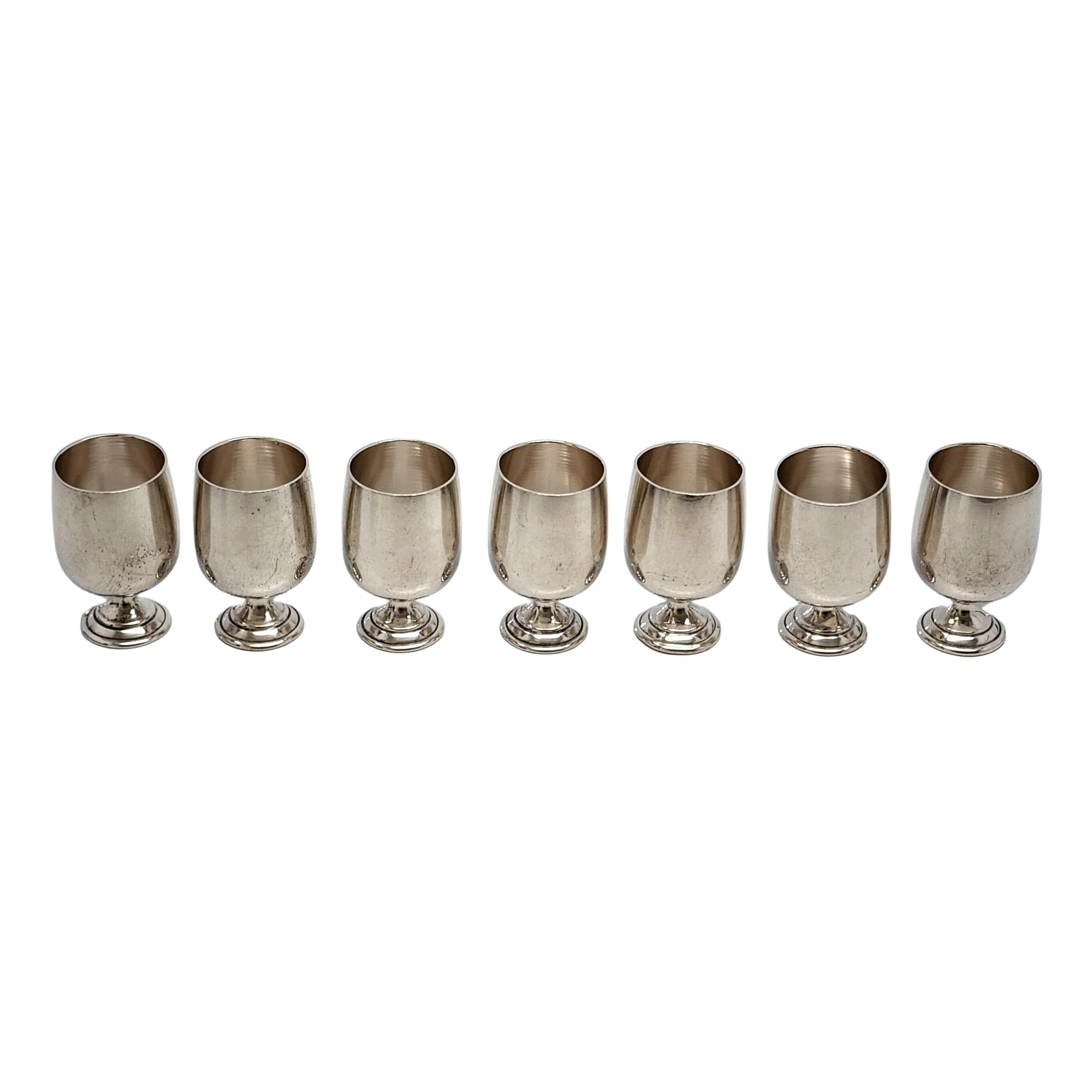 Set of 7 sterling silver cordial/shot cups by Baldwin & Miller.

Simple and timeless goblet design.

Measures approx 2