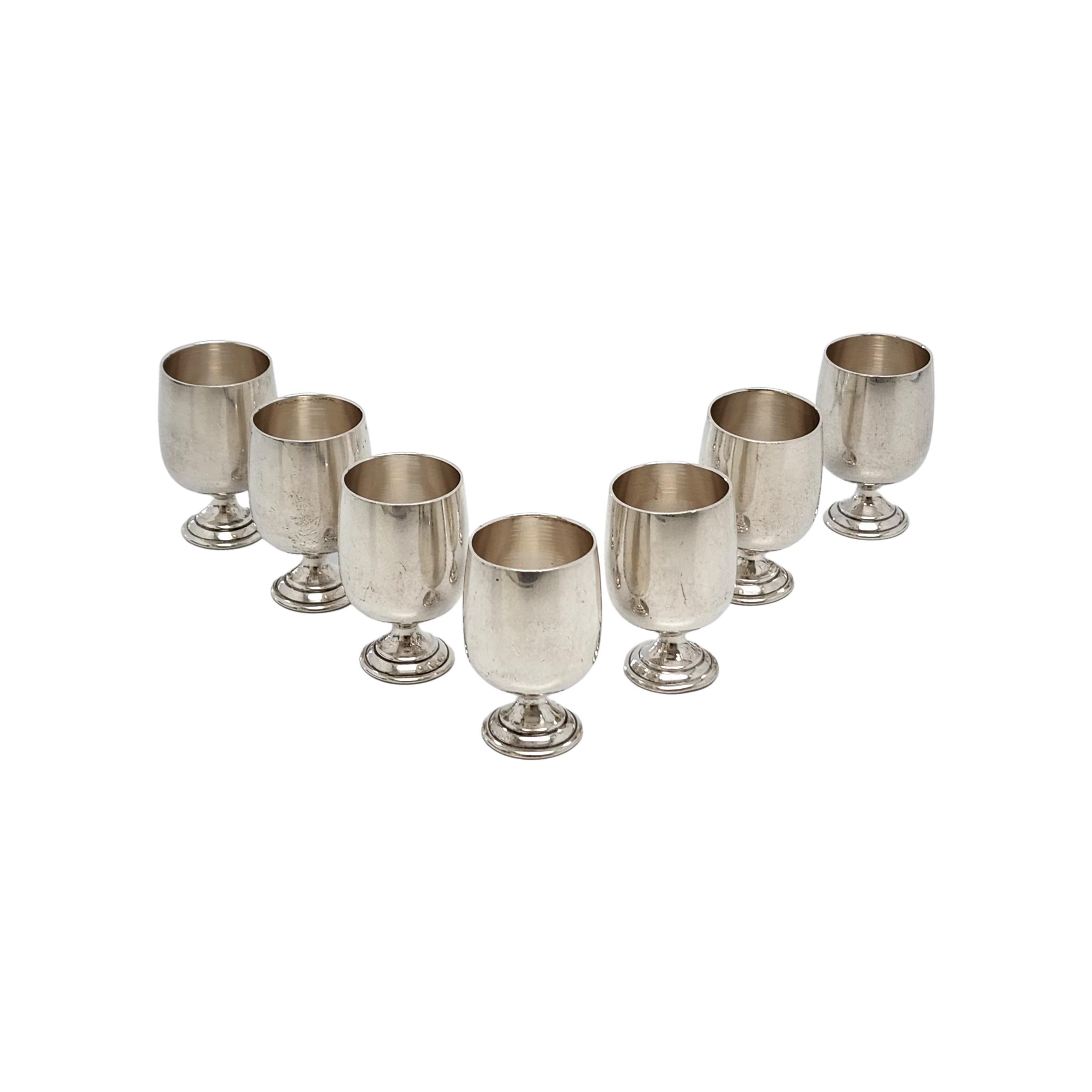 Set of 7 Baldwin & Miller Sterling Silver Cordial Shot Cup Goblets For Sale 2