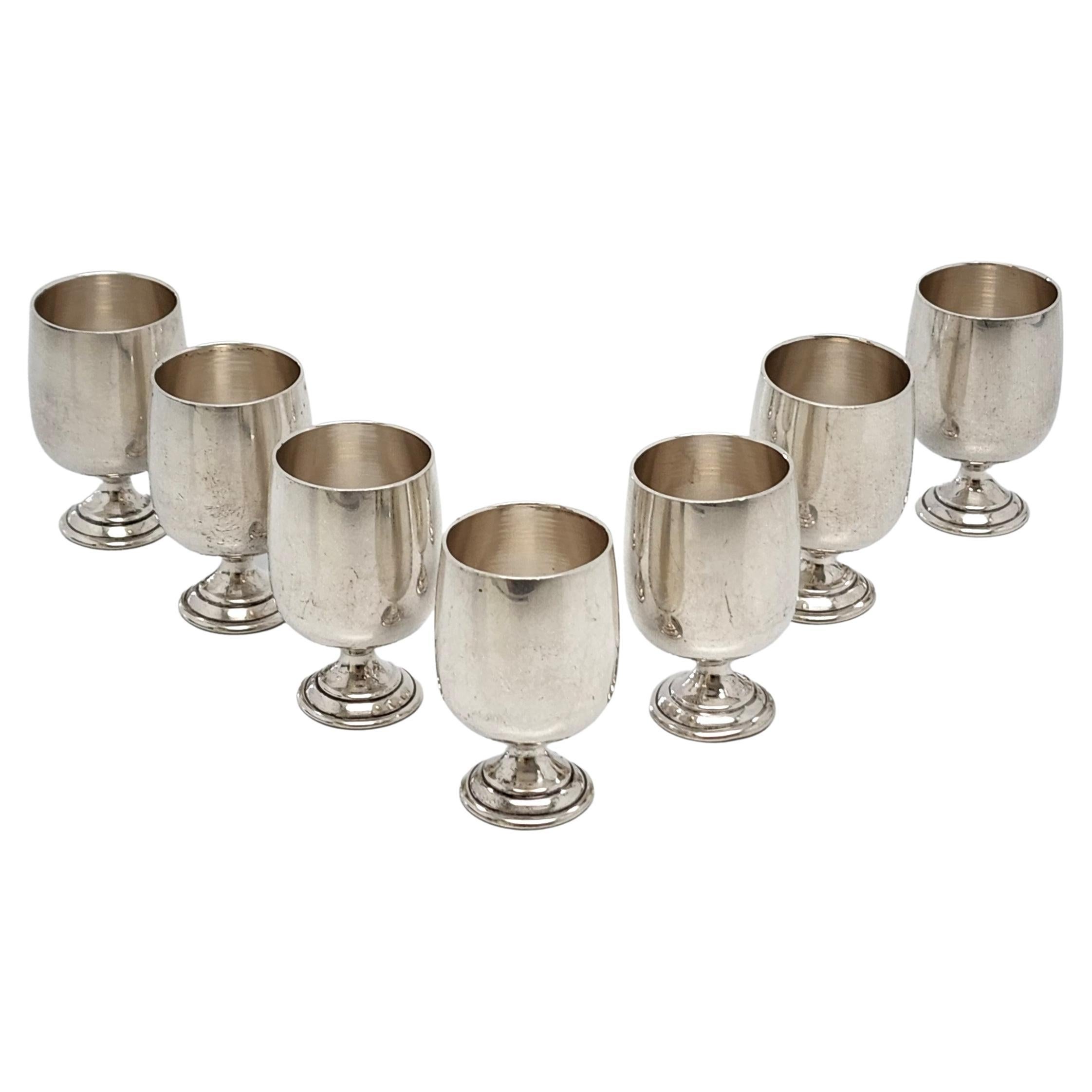 Set of 7 Baldwin & Miller Sterling Silver Cordial Shot Cup Goblets For Sale