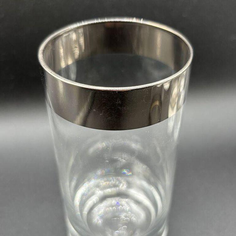 Set di 7 bicchieri Barware HighBall Tumbler con bordo argentato di Dorothy Thorpe in vendita 4