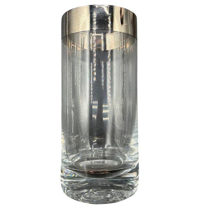 Vetro Set di 7 bicchieri Barware HighBall Tumbler con bordo argentato di Dorothy Thorpe in vendita
