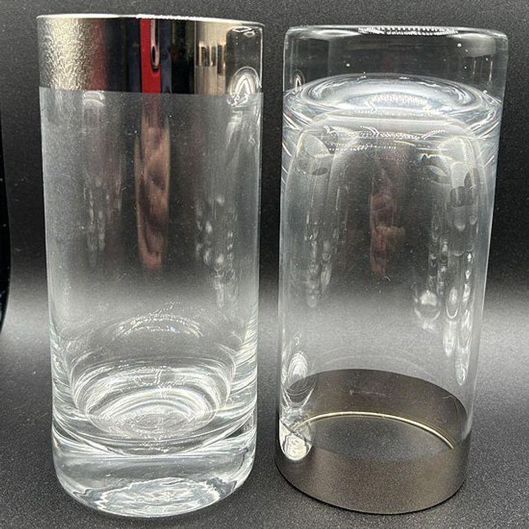 Set di 7 bicchieri Barware HighBall Tumbler con bordo argentato di Dorothy Thorpe in vendita 2