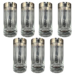 Ensemble de 7 gobelets de bar avec bord en argent de Dorothy Thorpe