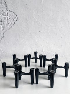 Set of 7 Black Candle Holders Design Koziol Hommage 2005 Germany