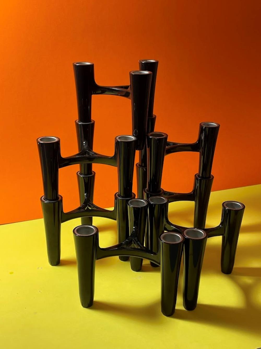 Set di 7 portacandele neri Design/One 2005 Germania in vendita 2