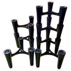 Set of 7 Black Candle Holders Design Koziol Hommage 2005 Germany