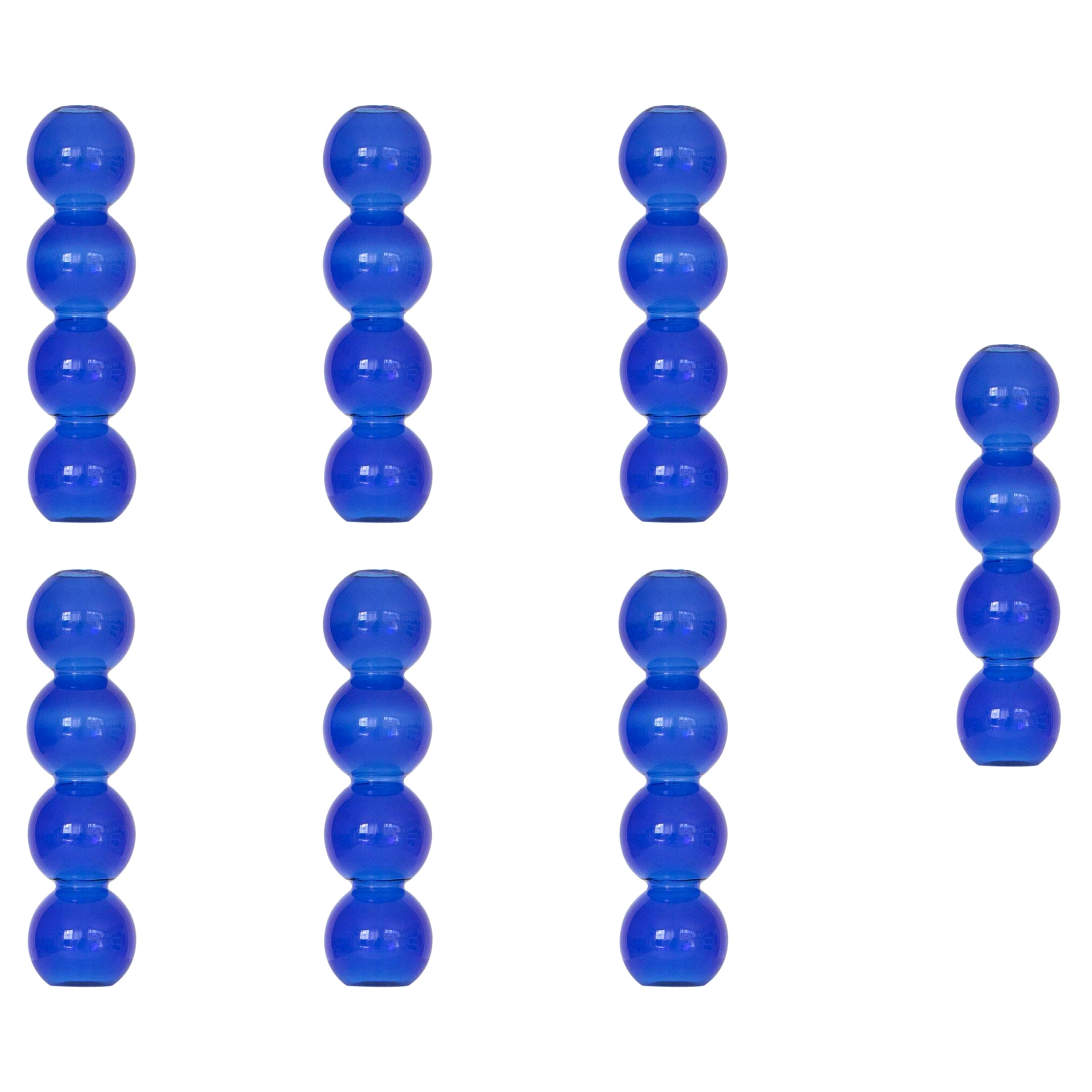 Ensemble de 7 vases à bulles bleues de Valeria Vasi