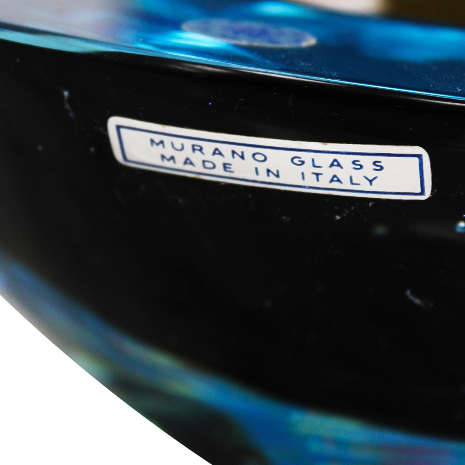Vetro di Murano Set di 7 vasi in vetro di Murano blu Italia anni '70 soffiati a mano design italiano in vendita