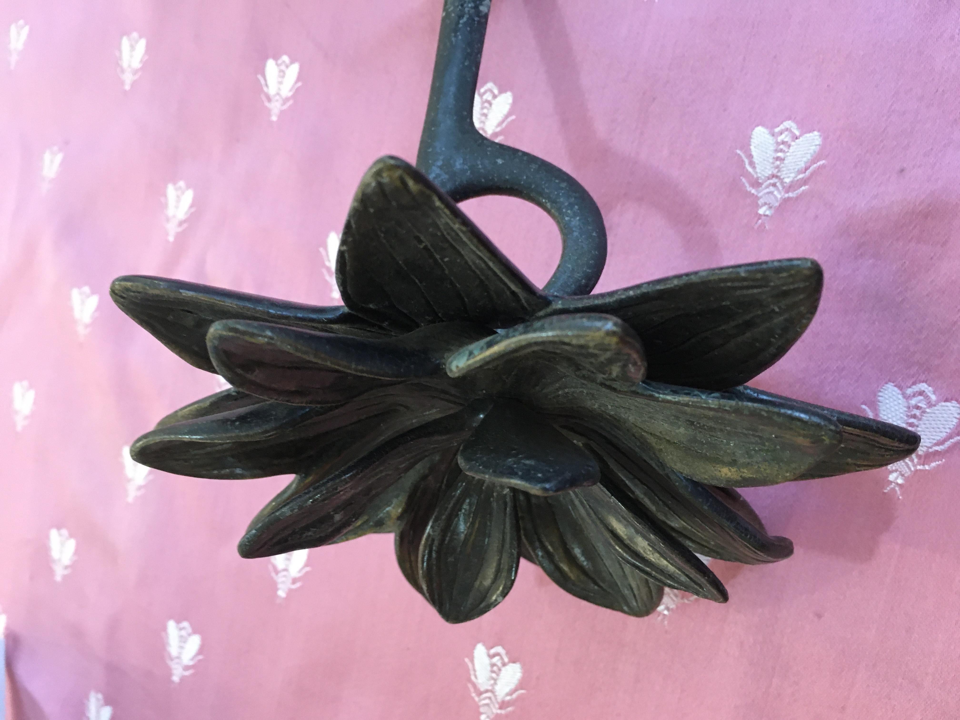 Set of 6 Brass Lotus Flower Drapery Tie Backs or Rod Holders 2
