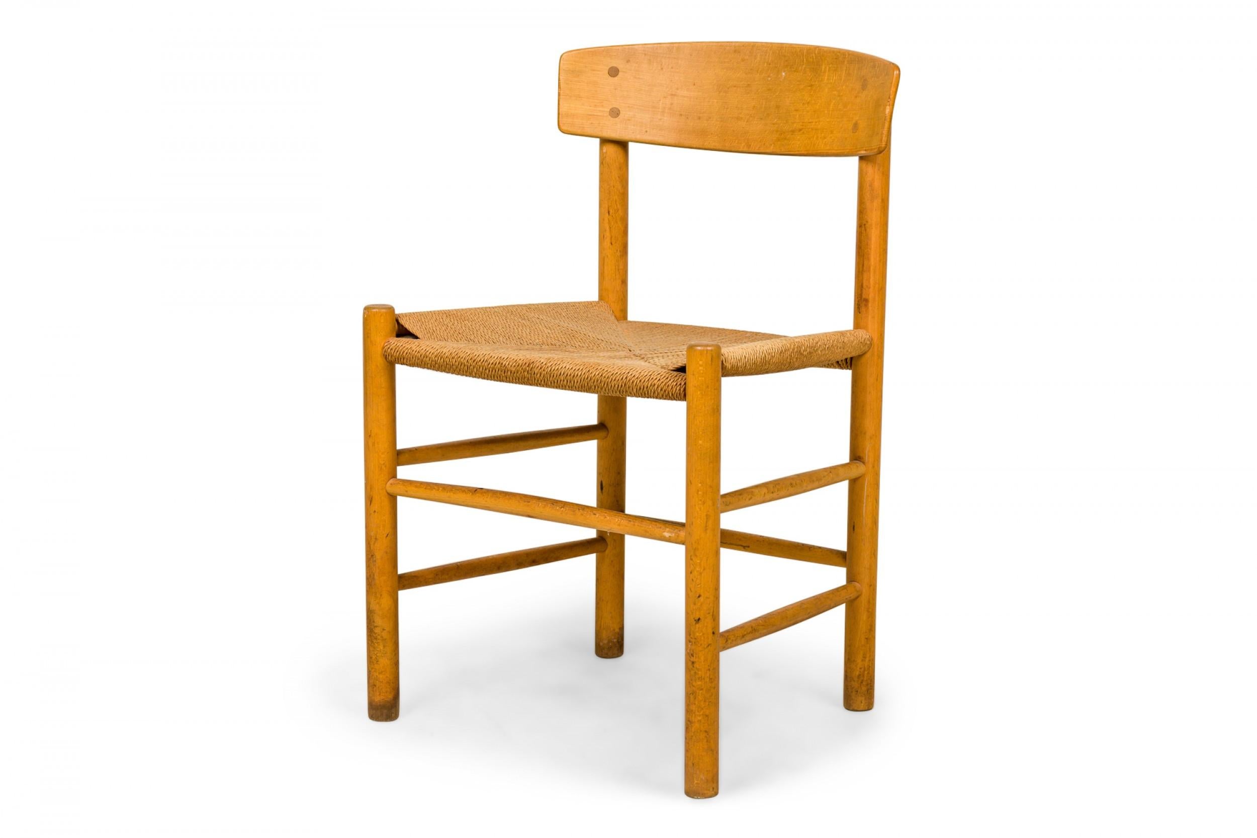 Mid-Century Modern Set of 7 Børge Mogensen for FDB Møbler Danish  Oak and Papercord Side Chair For Sale