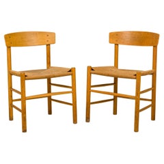 Set of 7 Børge Mogensen for FDB Møbler Danish  Oak and Papercord Side Chair