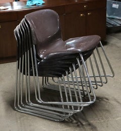Set of 7 Brown Gerd Lange Nova Chairs for Atelier International with Chrome Base