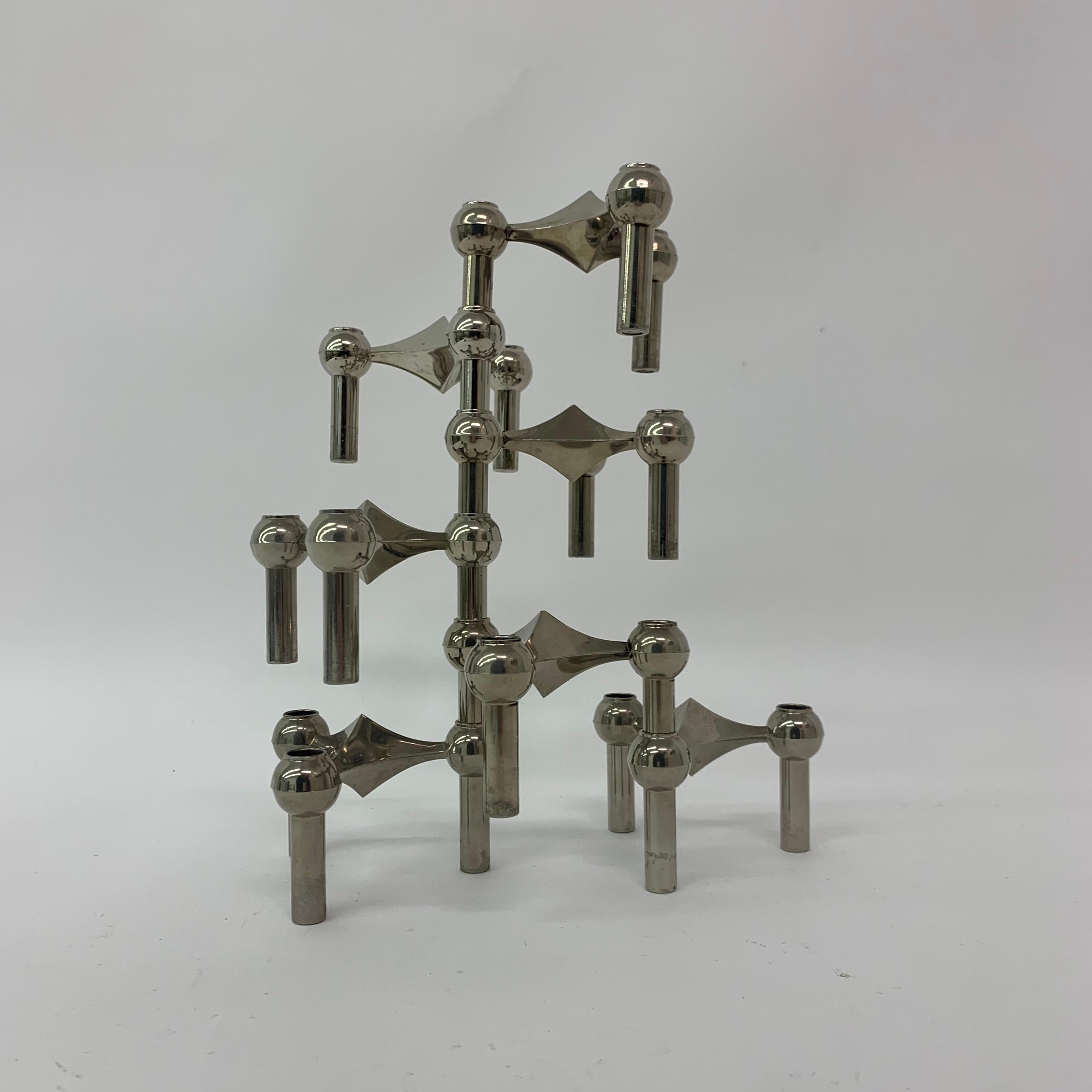 Juego de 7 candelabros de Fritz Nagel & Ceasar Stoffi y fabricados por BMF 1960 Moderno de mediados de siglo en venta