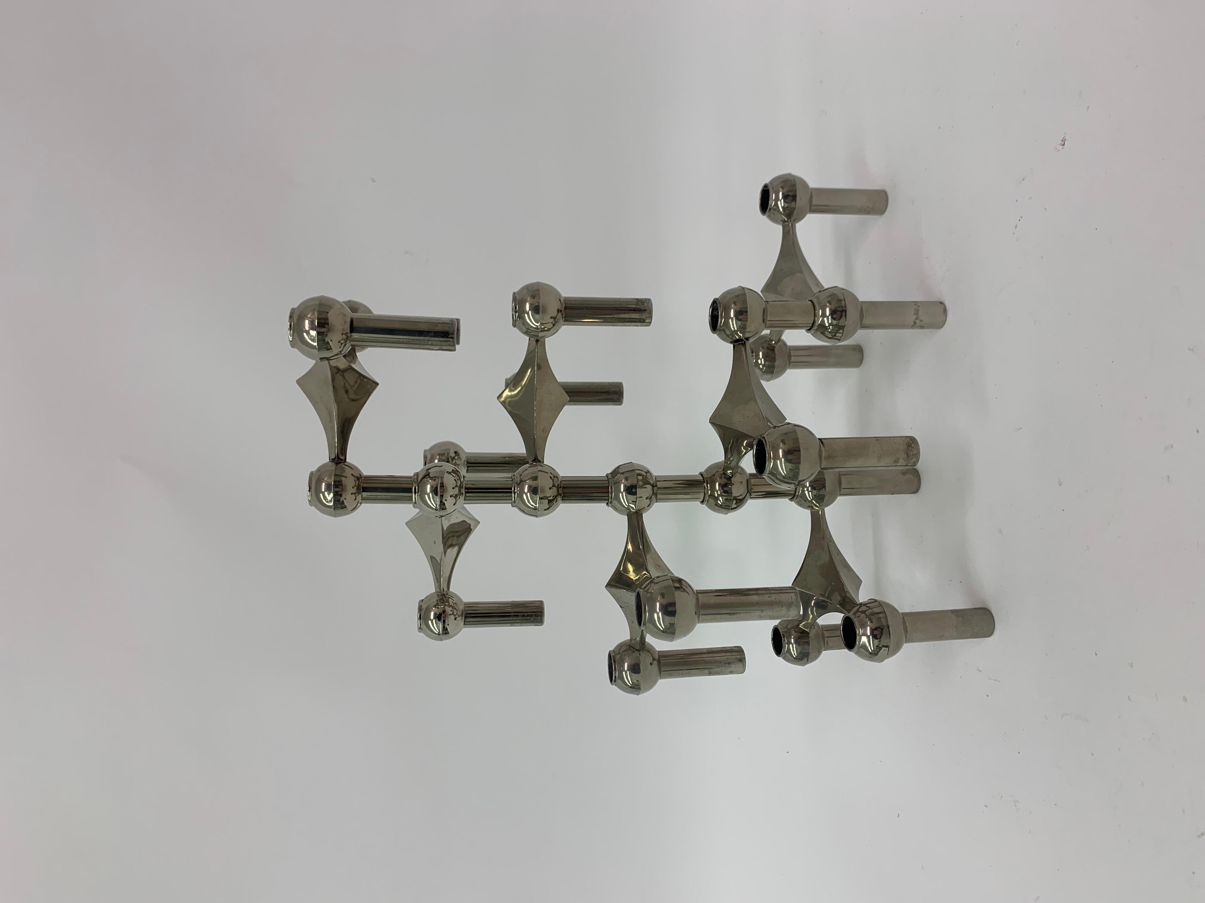 Juego de 7 candelabros de Fritz Nagel & Ceasar Stoffi y fabricados por BMF 1960 en Bueno estado para la venta en Delft, NL