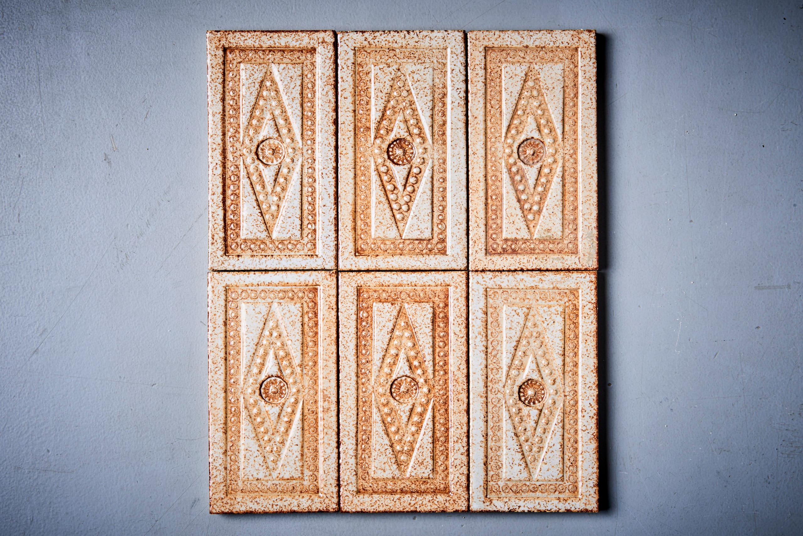 Set of 7 ceramic tiles by Roger Capron, France - 1970s  In Good Condition For Sale In Berlin, DE