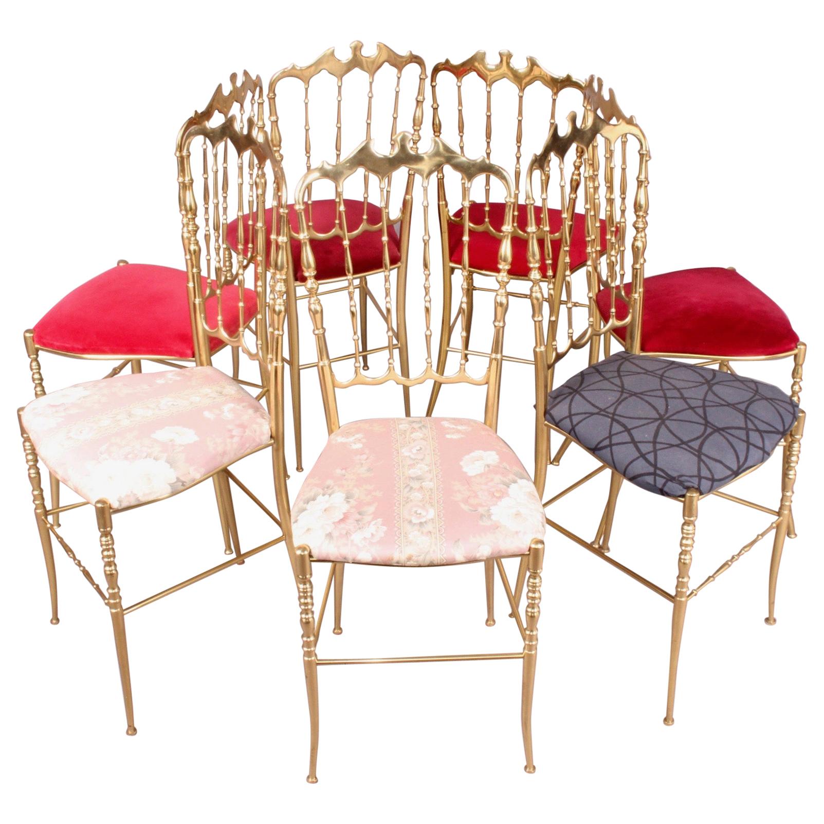 Set of 7 Chiavari Brass Chairs