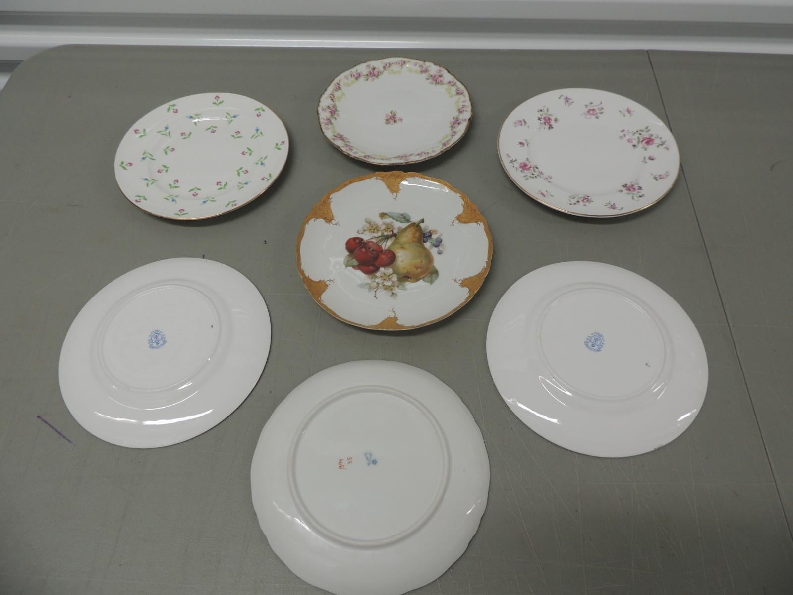 Hollywood Regency Set of '7' Collection of Porcelain Dessert Plates