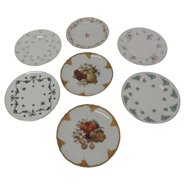 Set of '7' Collection of Porcelain Dessert Plates For Sale at 1stDibs