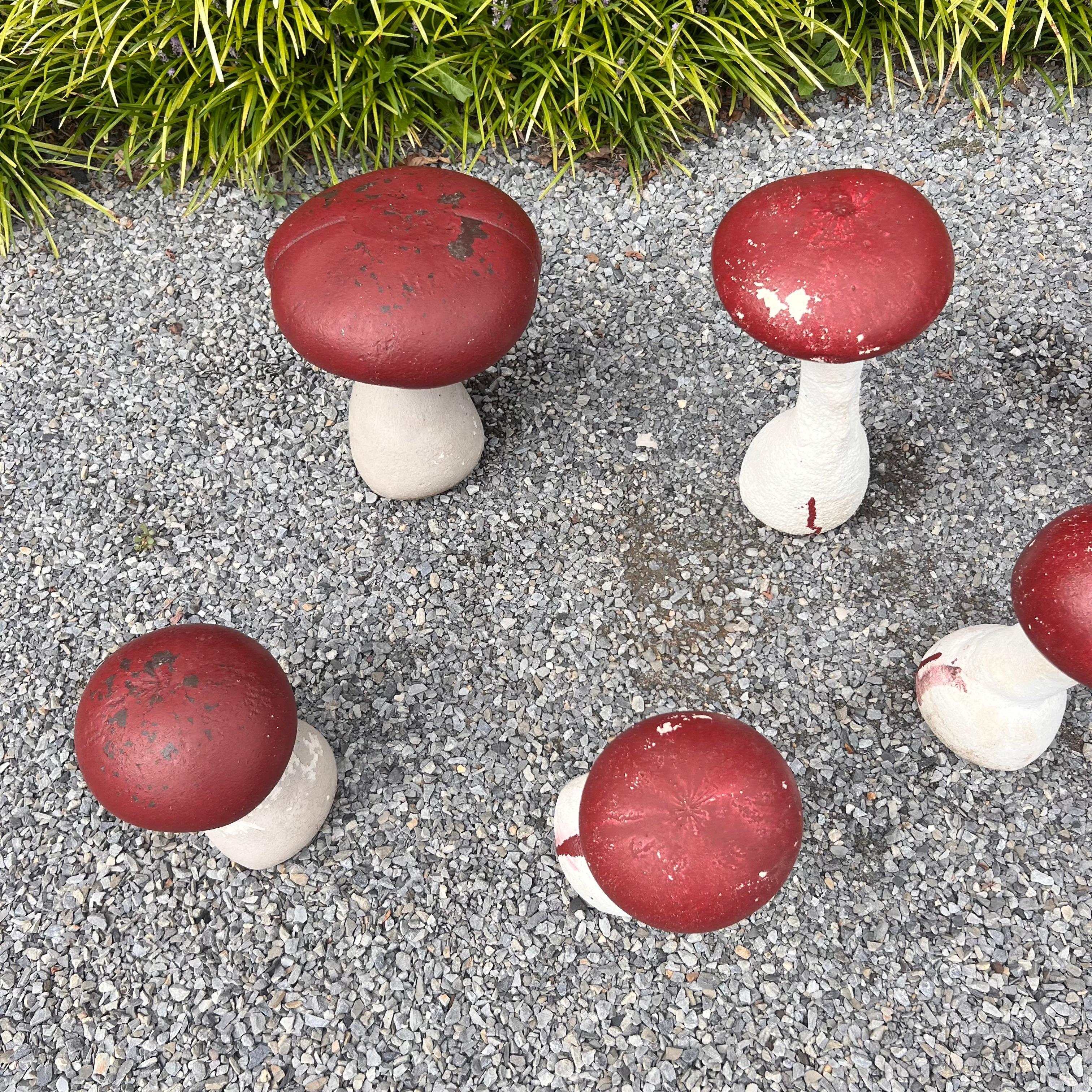 Set of 7 Concrete Garden Mushrooms, 1950s France For Sale 6