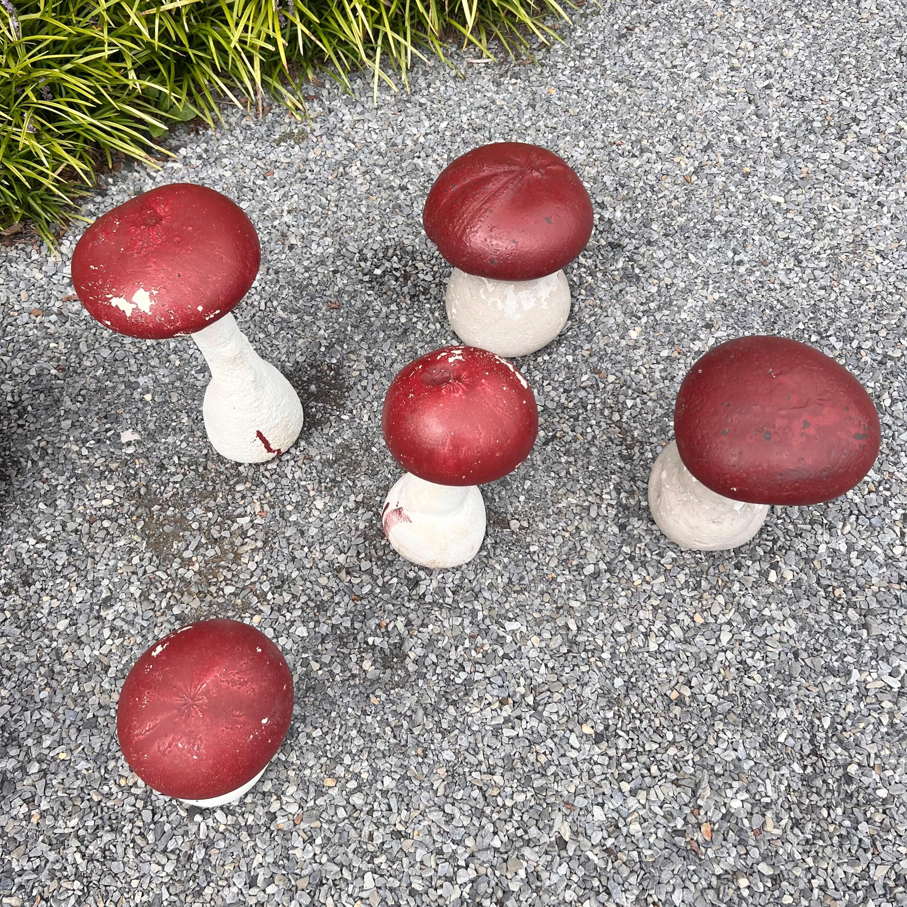 Set of 7 Concrete Garden Mushrooms, 1950s France For Sale 7