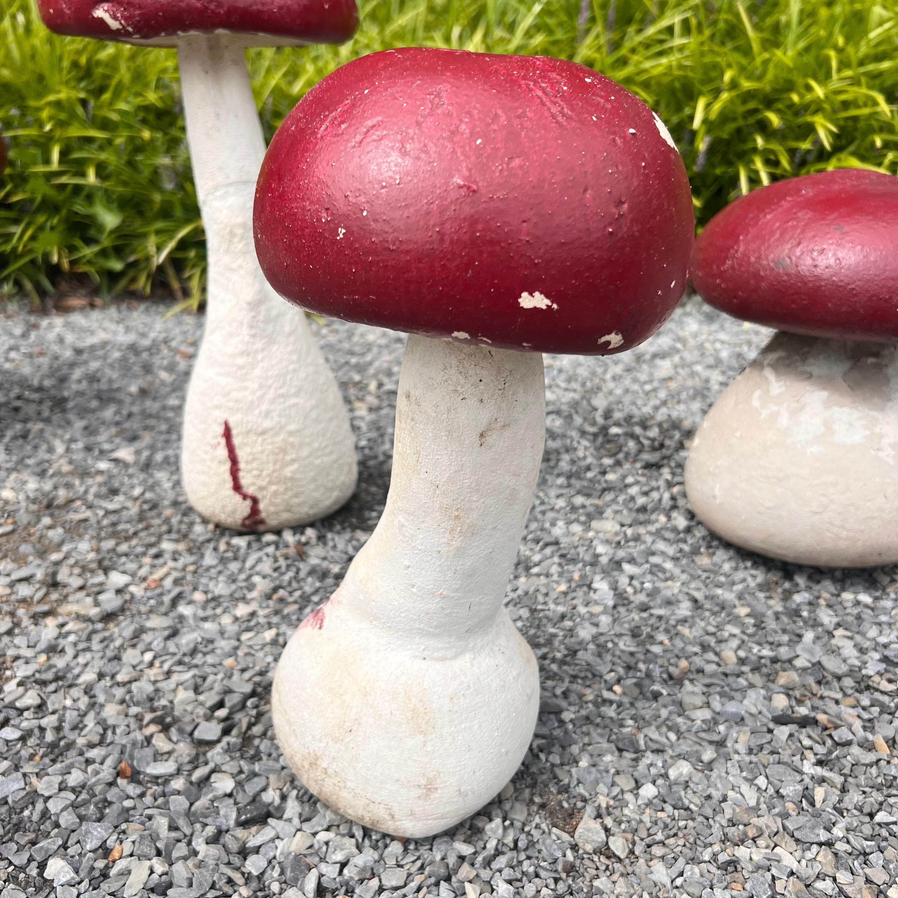 Mid-20th Century Set of 7 Concrete Garden Mushrooms, 1950s France For Sale