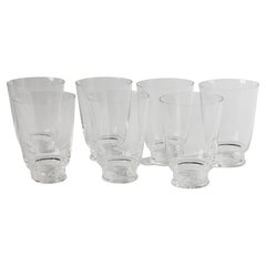 Set of 7 Crystal Glasses - Lalique - Model Saint Hubert