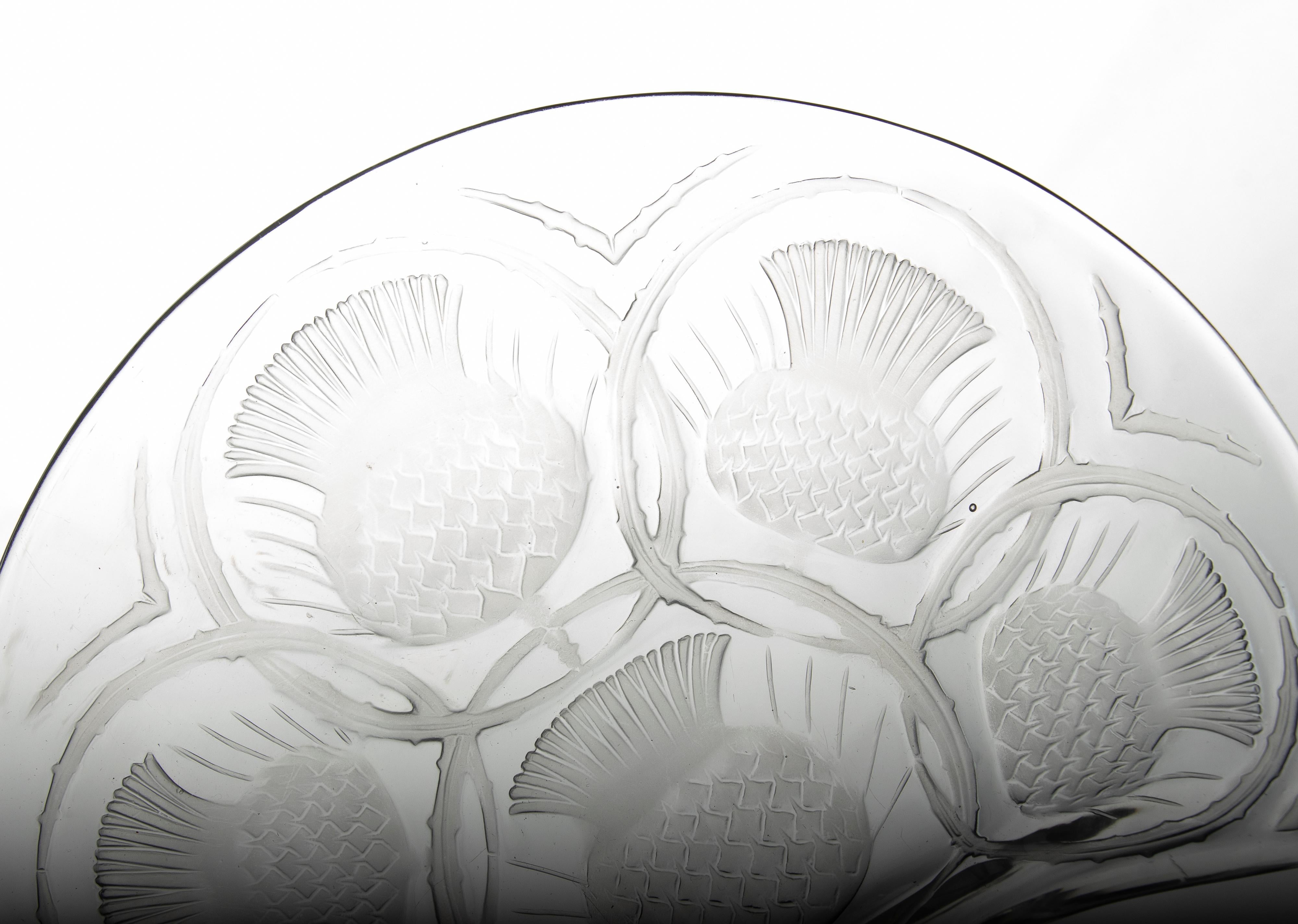 Set of 7 Crystal Salad Side Dishes Thistle Flower by Lalique 3