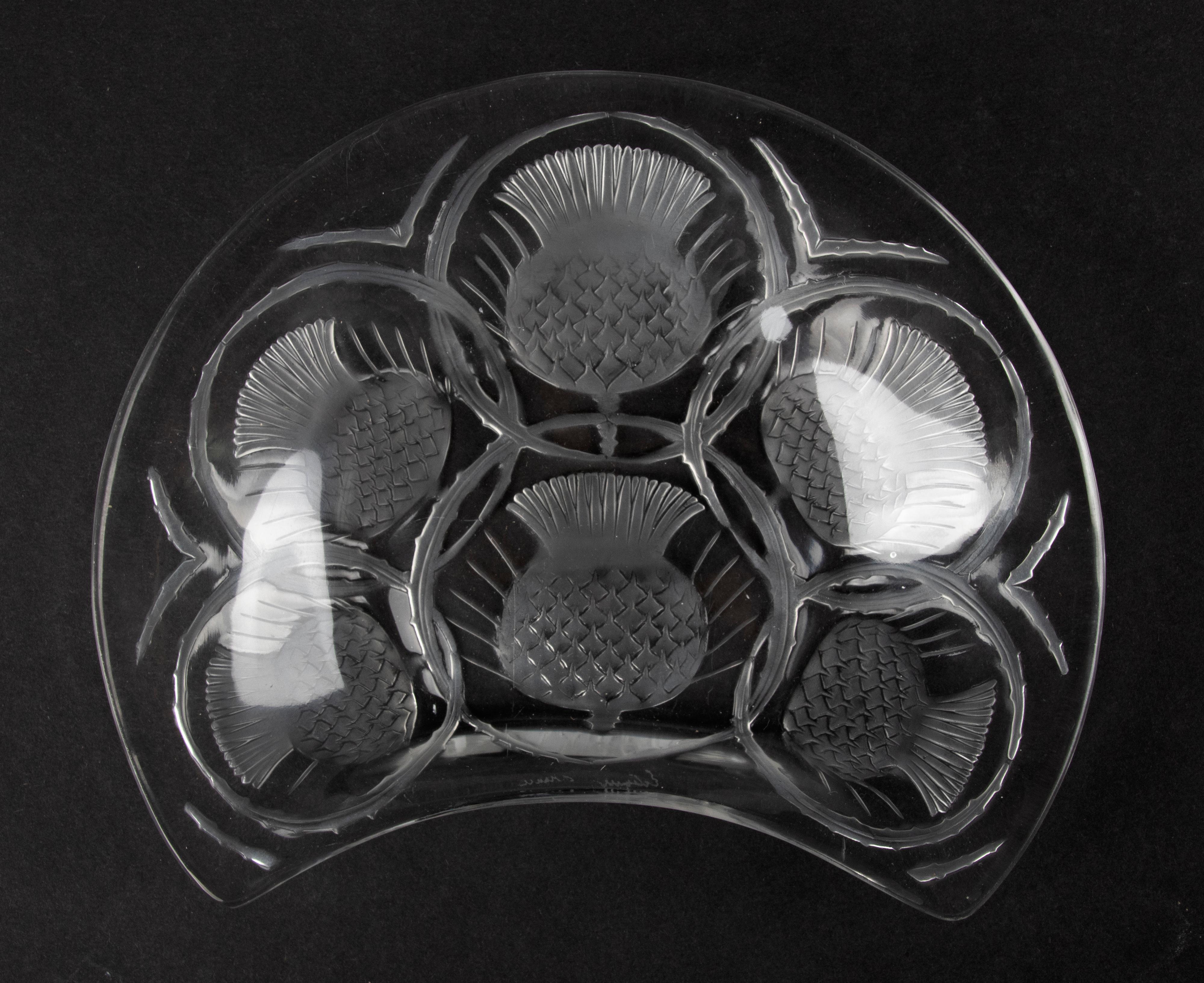 Set of 7 Crystal Salad Side Dishes Thistle Flower by Lalique 6