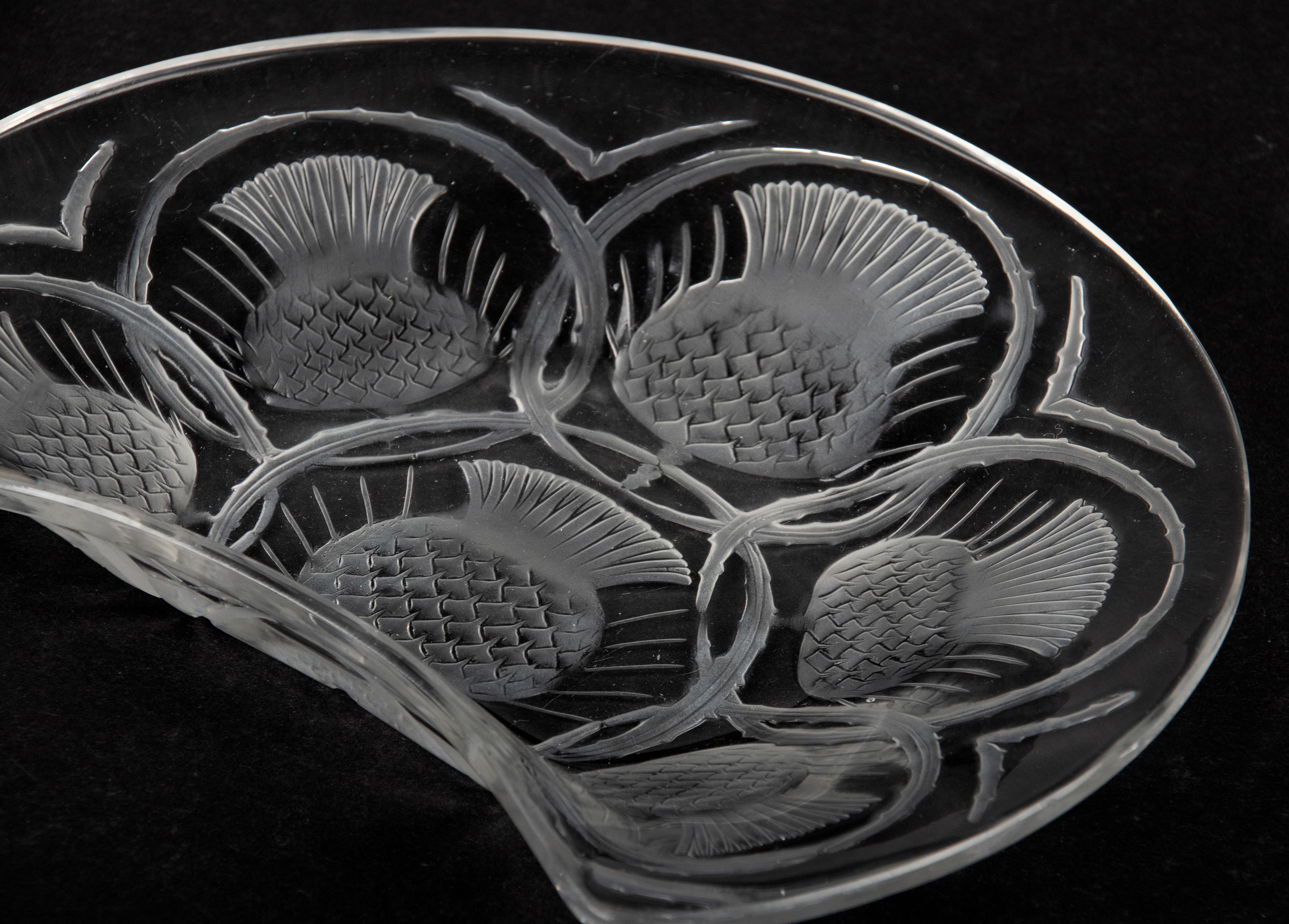 Set of 7 Crystal Salad Side Dishes Thistle Flower by Lalique 8