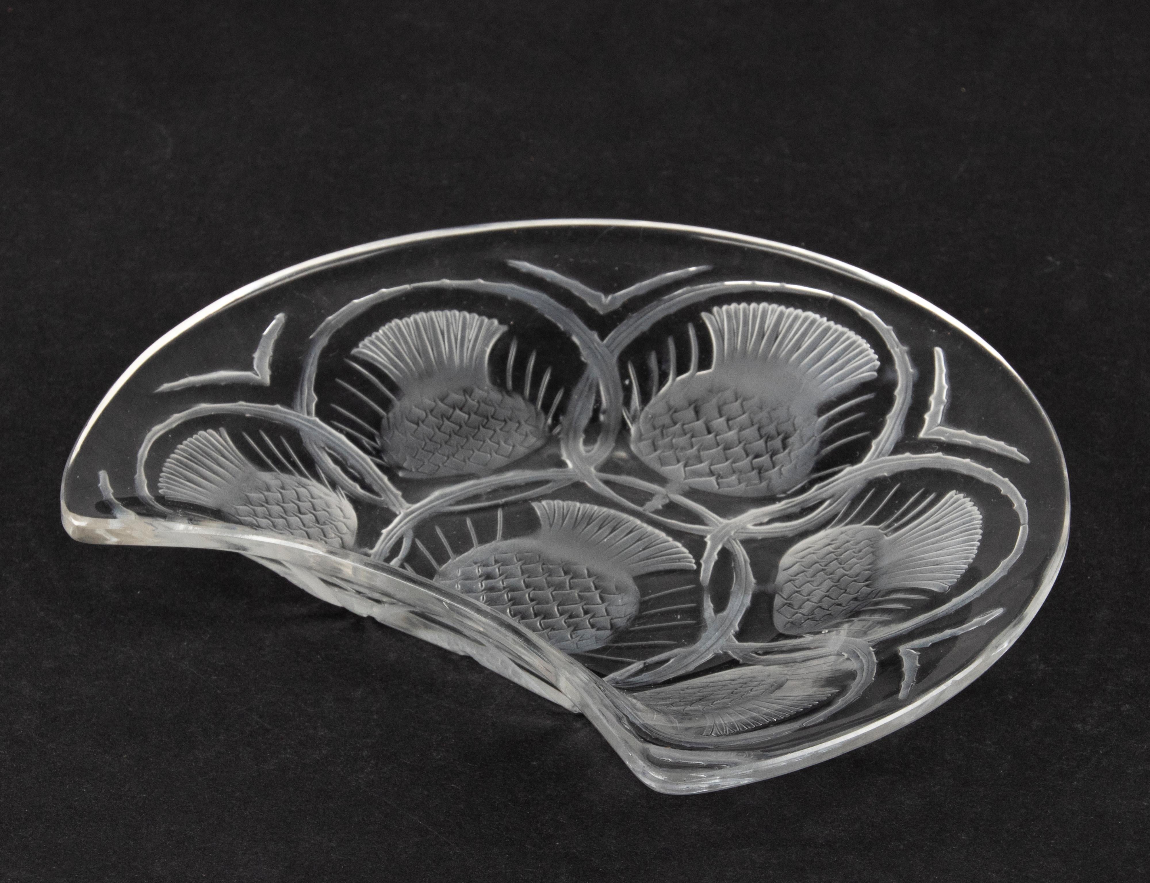 European Set of 7 Crystal Salad Side Dishes Thistle Flower by Lalique