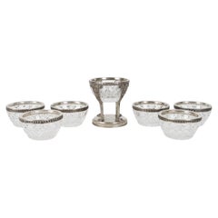 Set of 7 Crystal Saltcellars with Silver, Russia by Bolin, 1908 - 1916