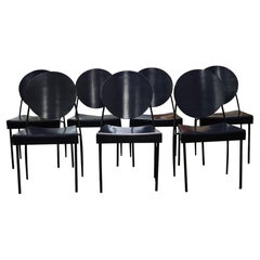 Lot de 7 chaises « Vik-Ter » de Dakota Jackson, style Memphis, couleur aubergine