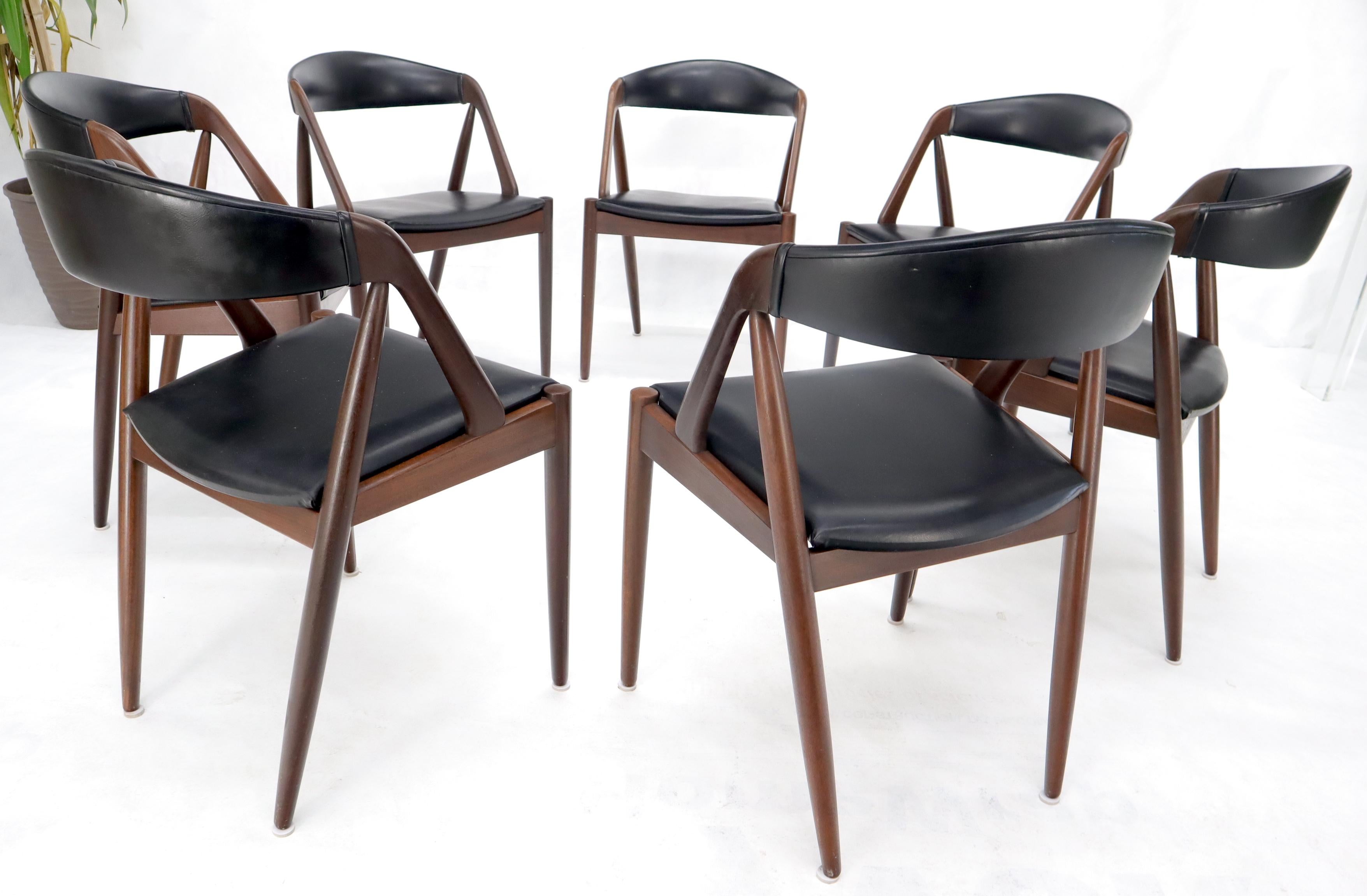 20ième siècle Ensemble de 7 chaises de salle à manger danoises modernes Kai Kristiansen en teck  en vente