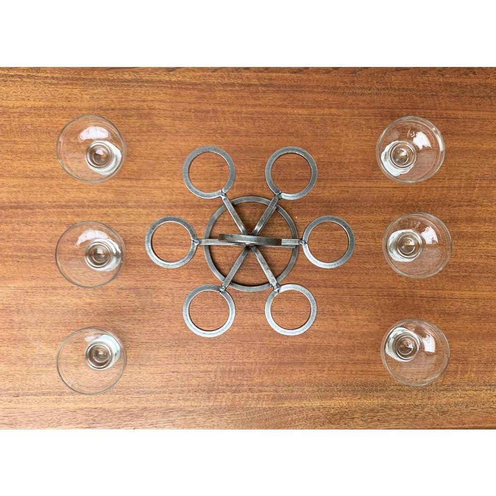 Juego de 7 candelabros de mesa daneses en metal y cristal, años 60 en venta 5
