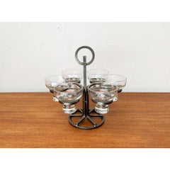 Juego de 7 candelabros de mesa daneses en metal y cristal, años 60