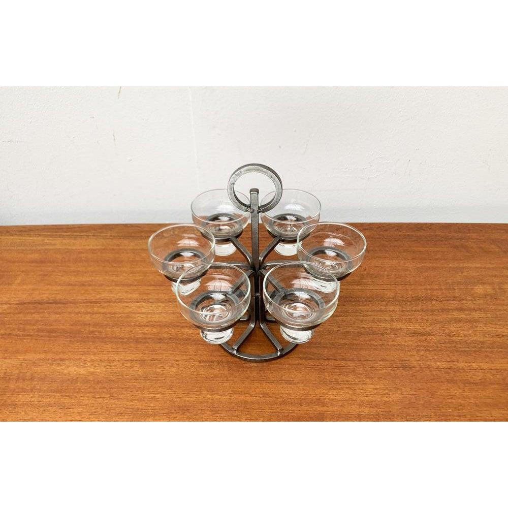 Juego de 7 candelabros de mesa daneses en metal y cristal, años 60 Moderno de mediados de siglo en venta