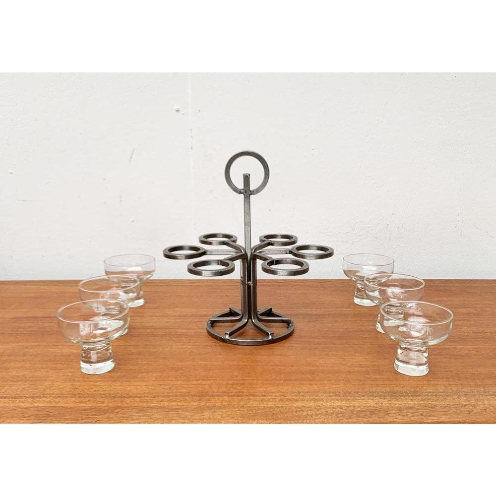 Juego de 7 candelabros de mesa daneses en metal y cristal, años 60 Danés en venta